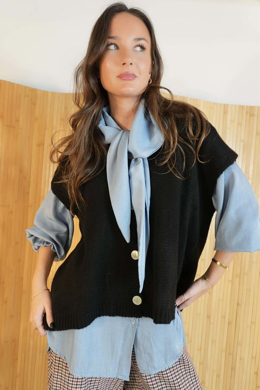 Etta Slouch Knit Layering Tank Black